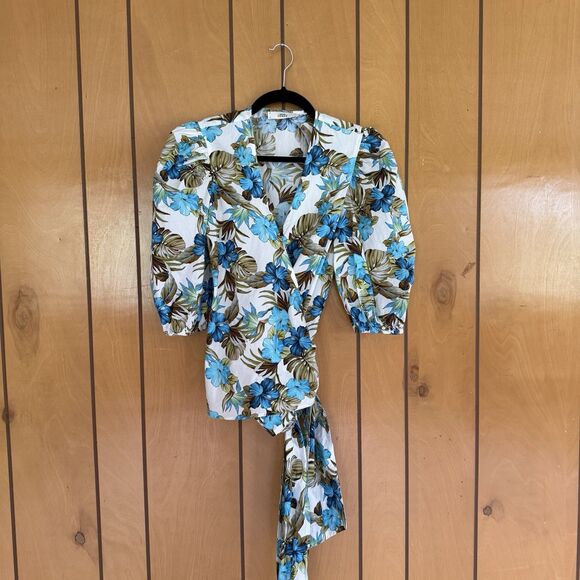 0039 Italy Tops - 0039 Italy 100%Cotton Shirt XS Tropical Opulence Old Money Resort Coastal Luxury